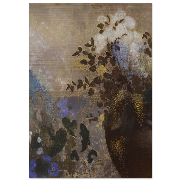 FLOWERS IN A BLACK VASE - Odilon Redon Brushed Aluminum Print - 70x100 cm / 28x40 inches | Odilon Redon Aluminum Print | Odilon Redon Prints