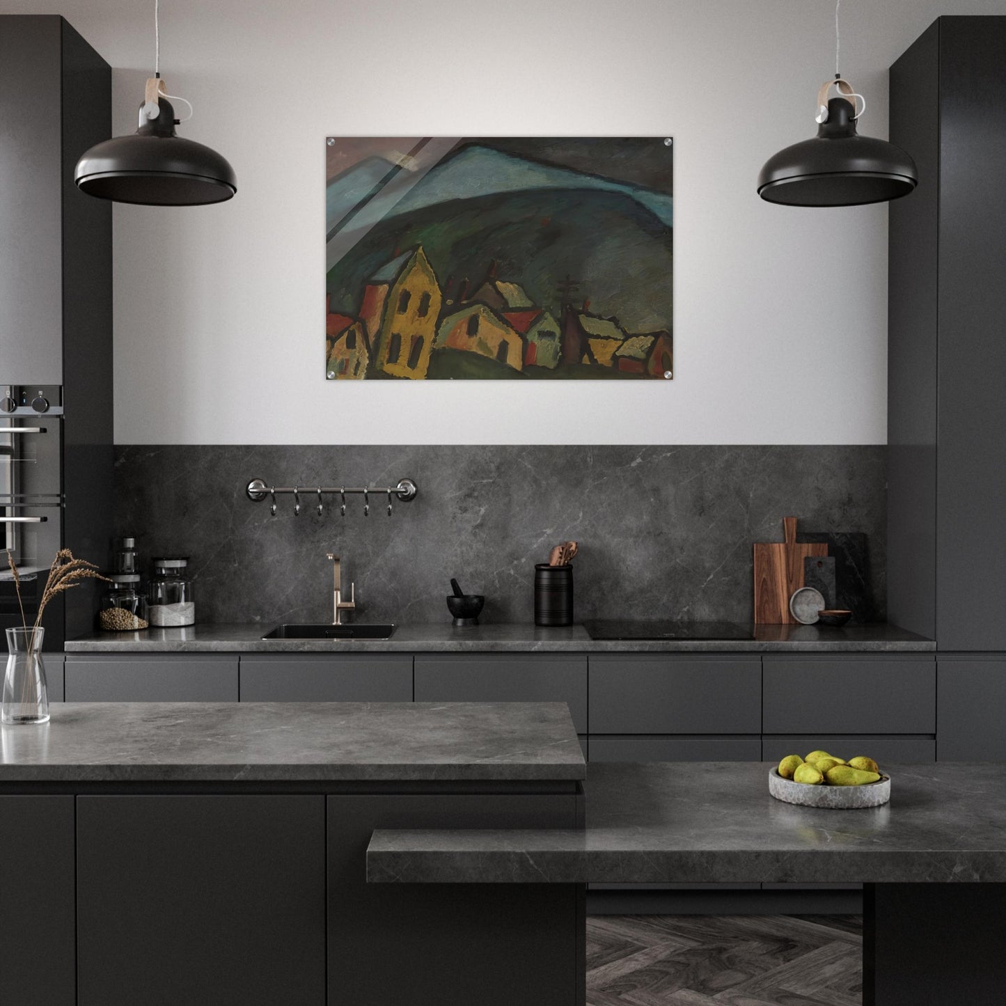 BERGLANDSCHAFT MIT H USERN 1912 - Alexej von Jawlensky Acrylic Print - 70x100 cm / 28x40″ inches