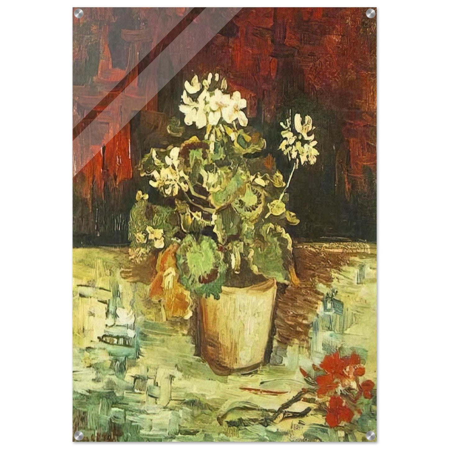Geranium in a Flowerpot - Vincent van Gogh Acrylic Print - 70x100 cm / 28x40″ inches