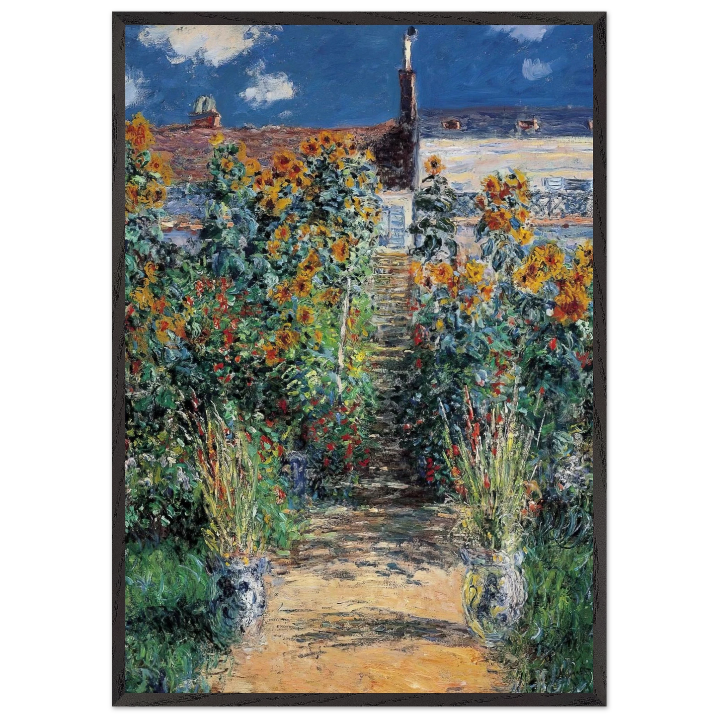 The Garden at Vetheuil - claude monet Framed Art Print – Black Wooden Frame - Default Title - -Framed Art Print