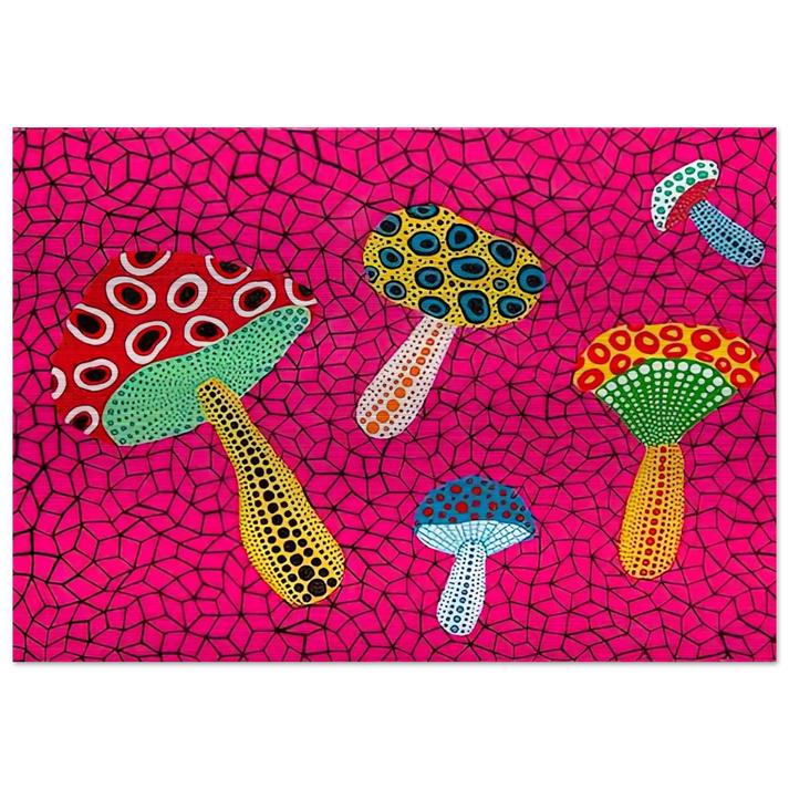 MUSHROOMS 1995 - Yayoi Kusama Brushed Aluminum Print - 70x100 cm / 28x40 inches | Yayoi Kusama Aluminum Print | Yayoi Kusama Prints