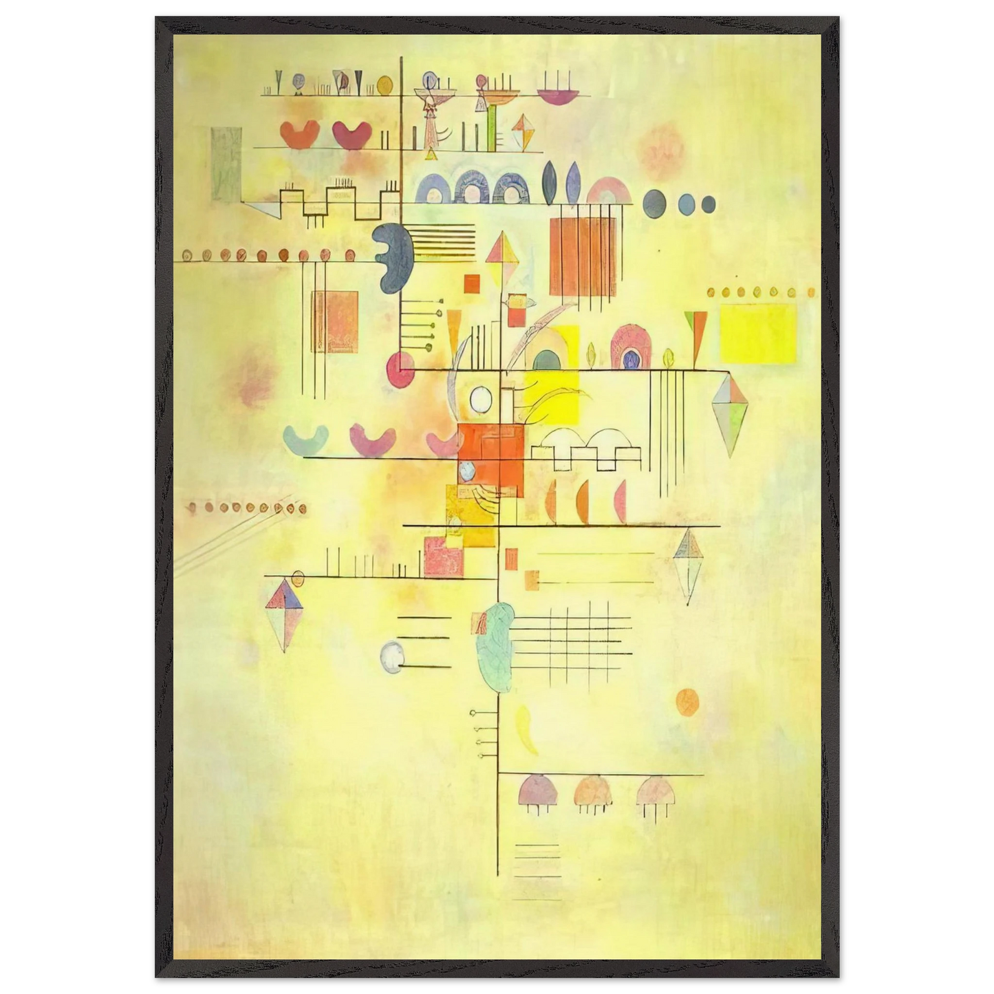 GENTLE ACCENT 1934 - Wassily Kandinsky 70x100 cm / 28x40 inches Framed Art Print – Black Wooden Frame