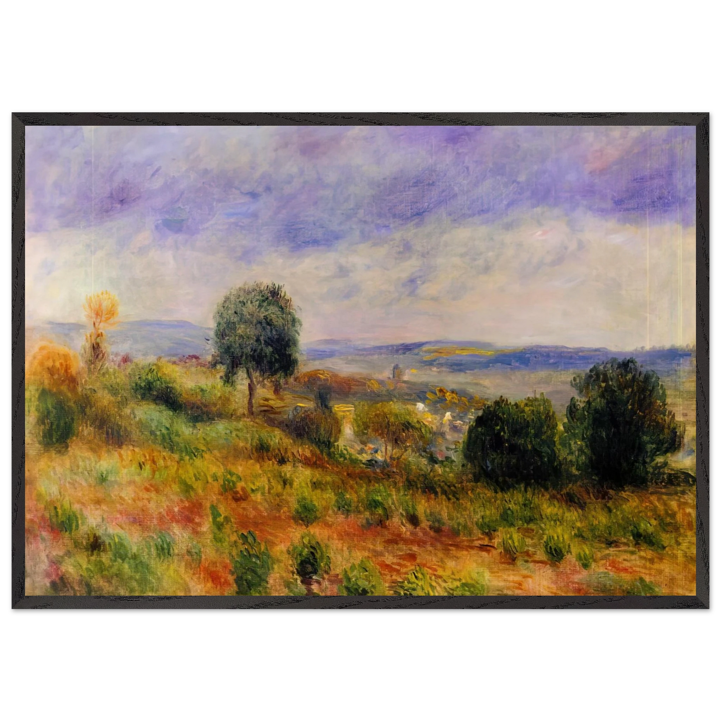 Landscape Auvers sur Oise - Pierre-Auguste Renoir 70x100 cm / 28x40 inches Framed Art Print – Black Wooden Frame