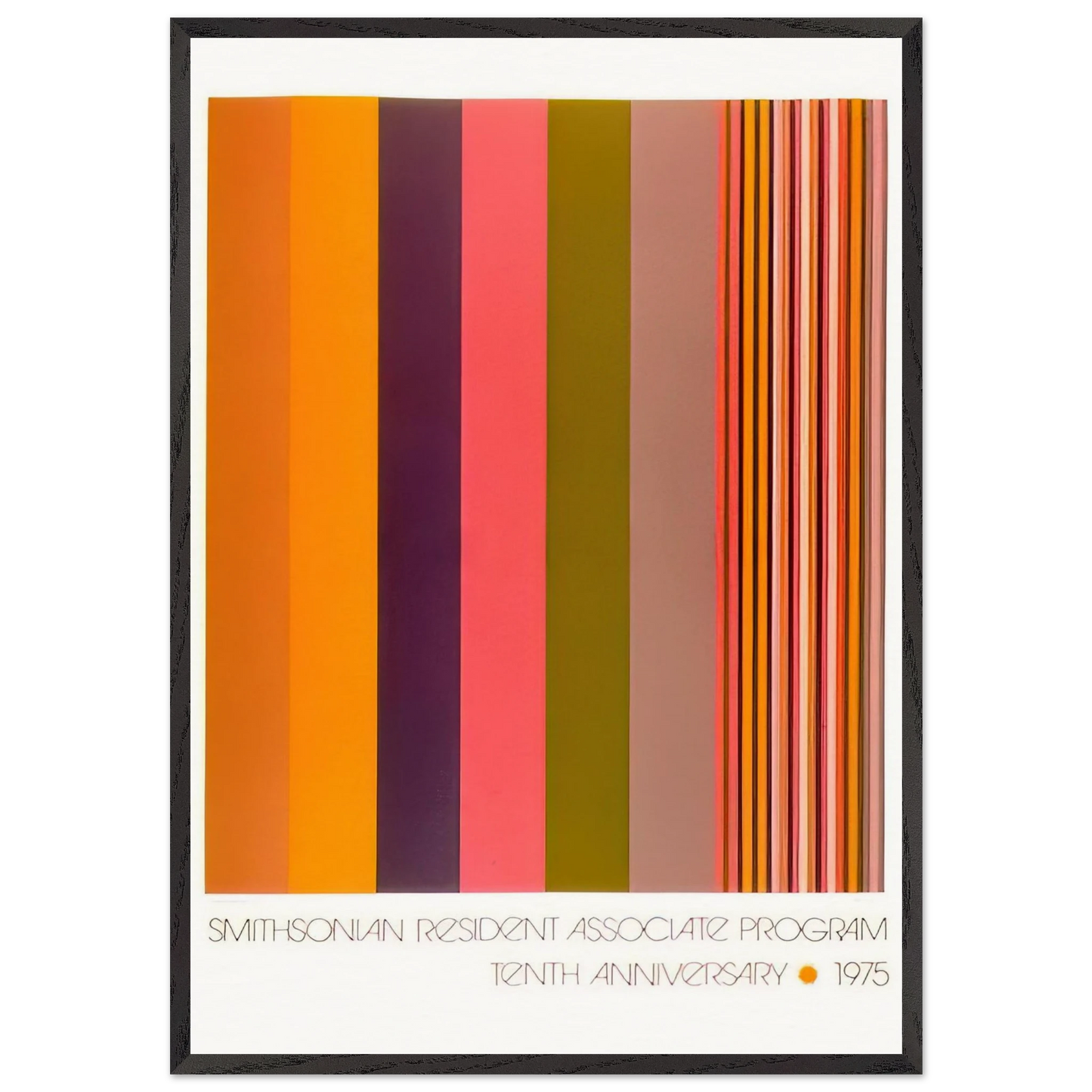 Smithsonian Resident Associate Program Tenth Anniversary Poster - 1975 - Gene Davis Framed Art Print – Black Wooden Frame - Default Title - -Framed Art Print