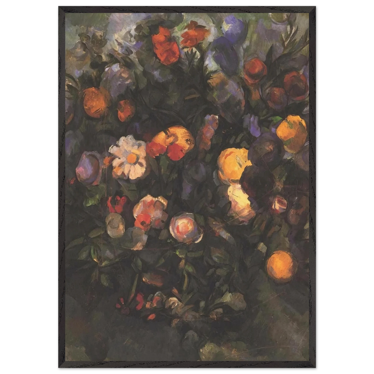 VASE OF FLOWERS N4 - Paul Cezanne 70x100 cm / 28x40 inches Framed Art Print – Black Wooden Frame
