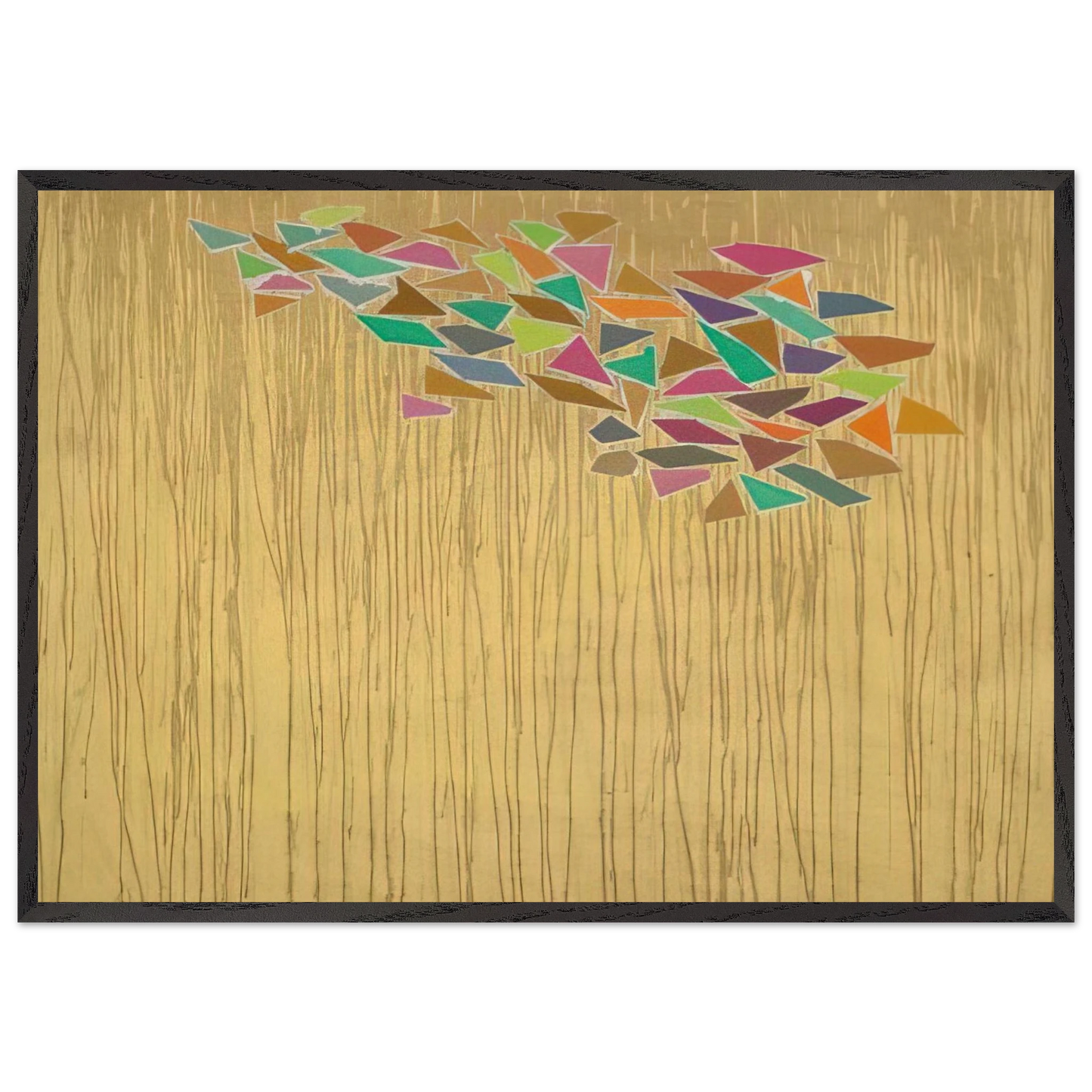 Colors on Tan - 1975 - Robert Goodnough 70x100 cm / 28x40 inches Framed Art Print – Black Wooden Frame