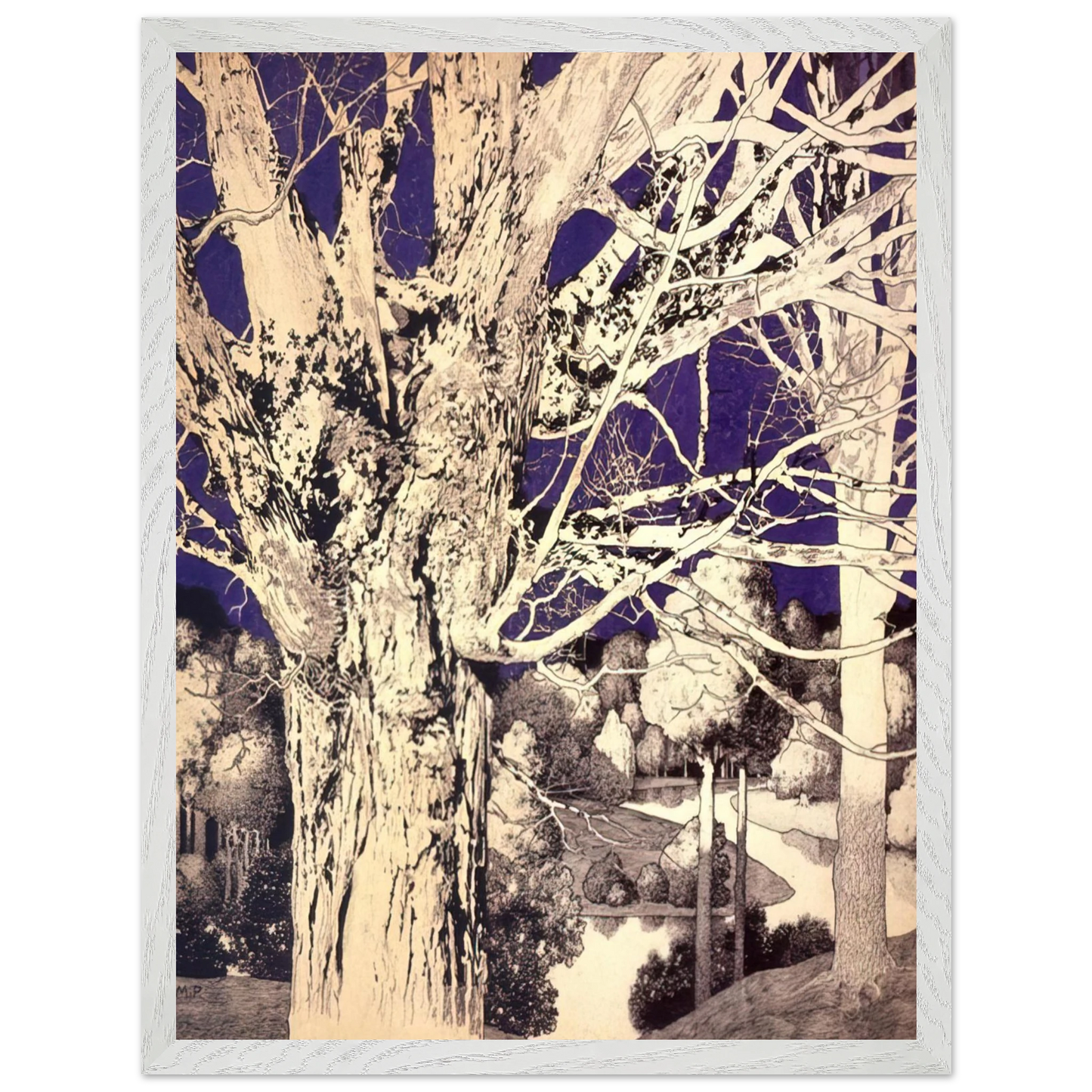 Maxfield Parrish - Solitude Wall Art - 21x29.7 cm / 8x12" - Premium Wooden Framed Poster With Fine Art Paper-canvas - Black frame