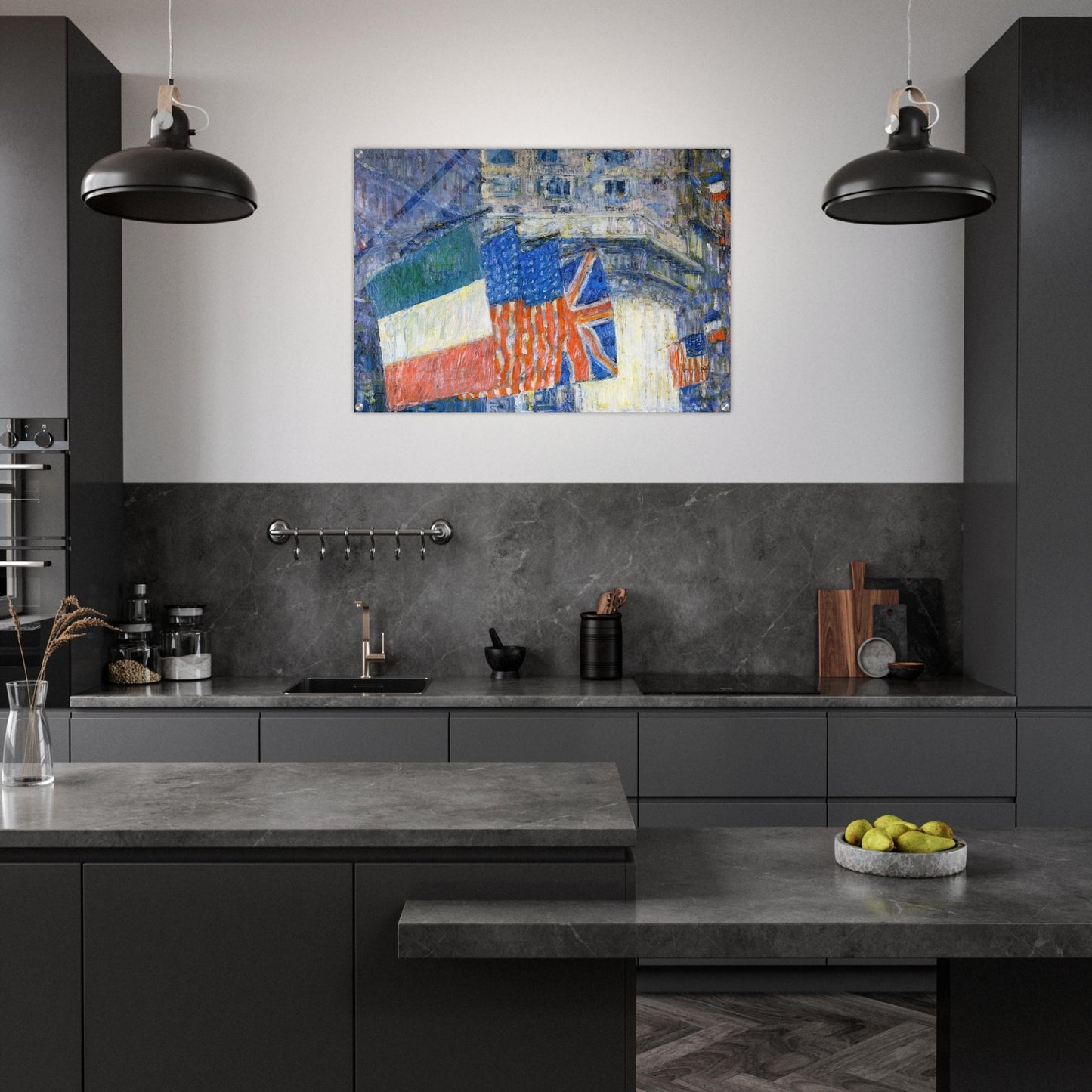 Avenue of the Allies aka Flags on the Waldorf - Childe Hassam Acrylic Print - 70x100 cm / 28x40″ inches | Childe Hassam Wall Art | Childe Hassam Prints