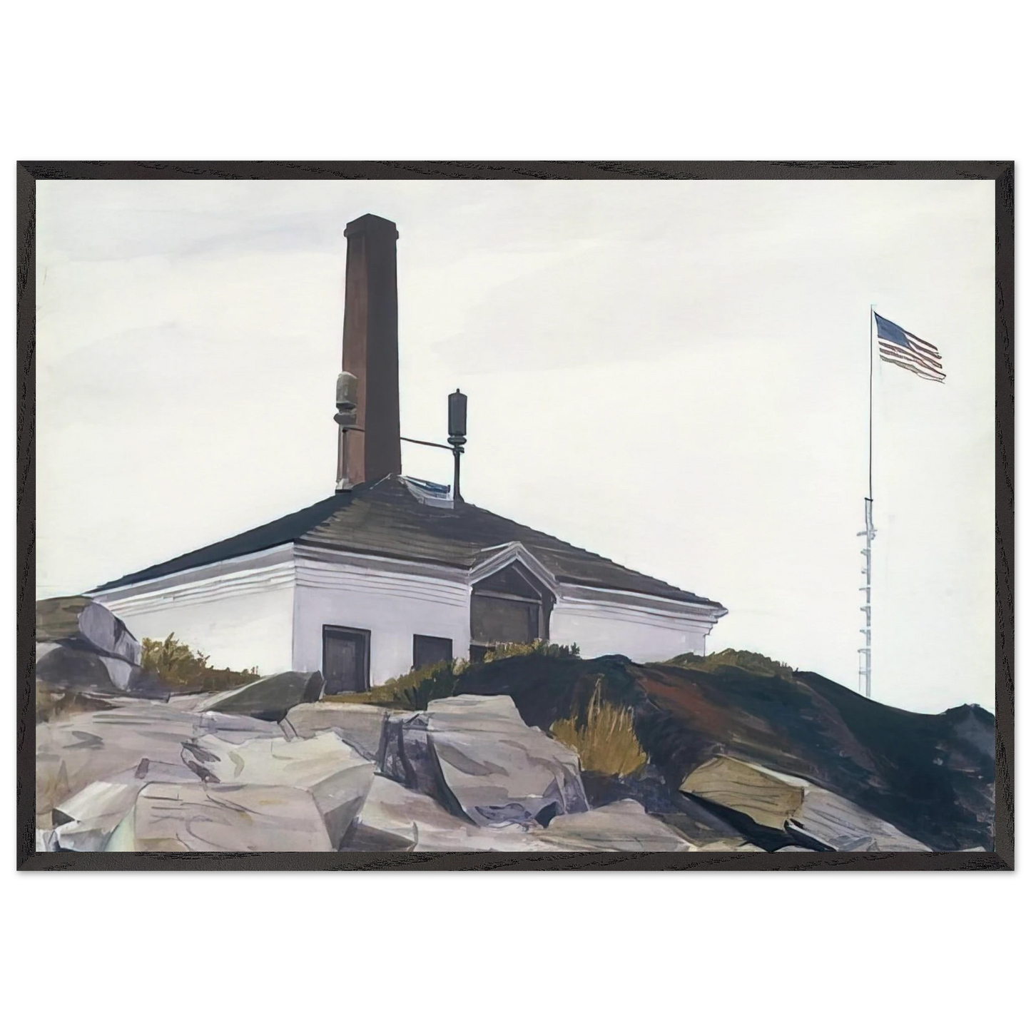 House of the Foghorn I - Edward Hopper 70x100 cm / 28x40 inches Framed Art Print – Black Wooden Frame
