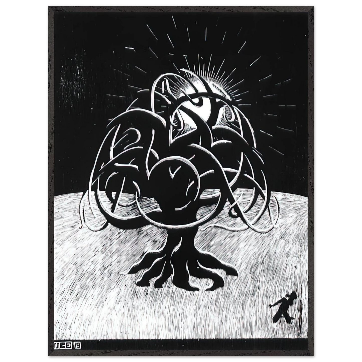 MC Escher - TWON TREE Wall Art - 30x40 cm / 12x16 inches - Premium Wooden Framed Poster With Fine Art Paper - Black frame