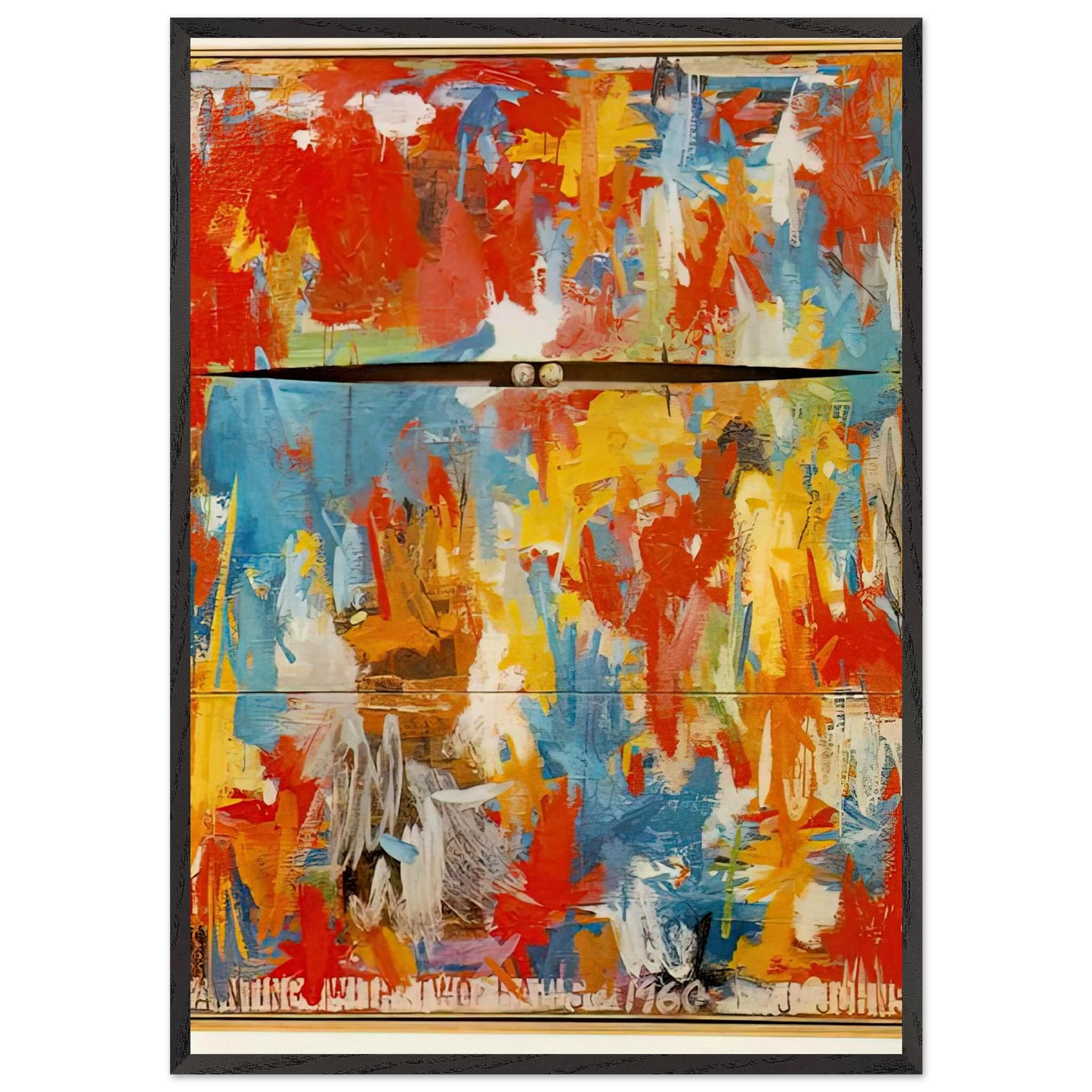 PAINTING WITH TWO BALLS - Jasper Johns Framed Art Print – Black Wooden Frame - Default Title - -Framed Art Print