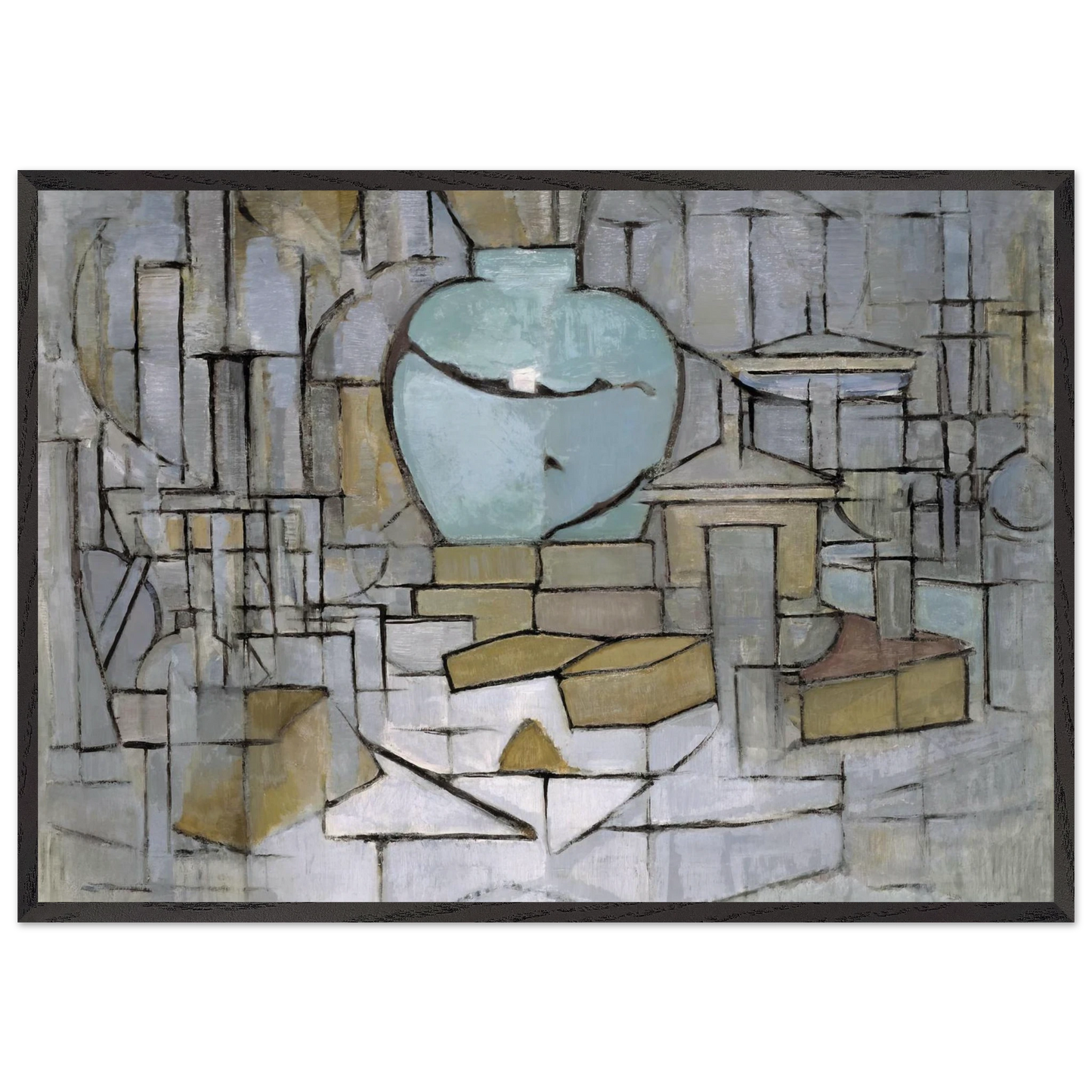 Still Life with Gingerpot 2 - Piet Mondrian Framed Art Print – Black Wooden Frame - Default Title - -Framed Art Print