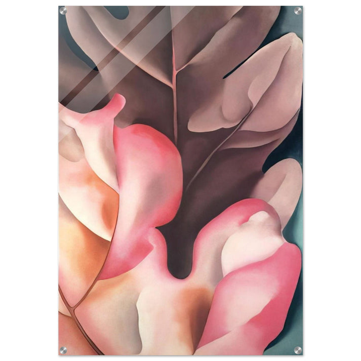 Oak Leaves Pink and Grey - Georgia O'Keeffe Acrylic Print - 70x100 cm / 28x40″ inches