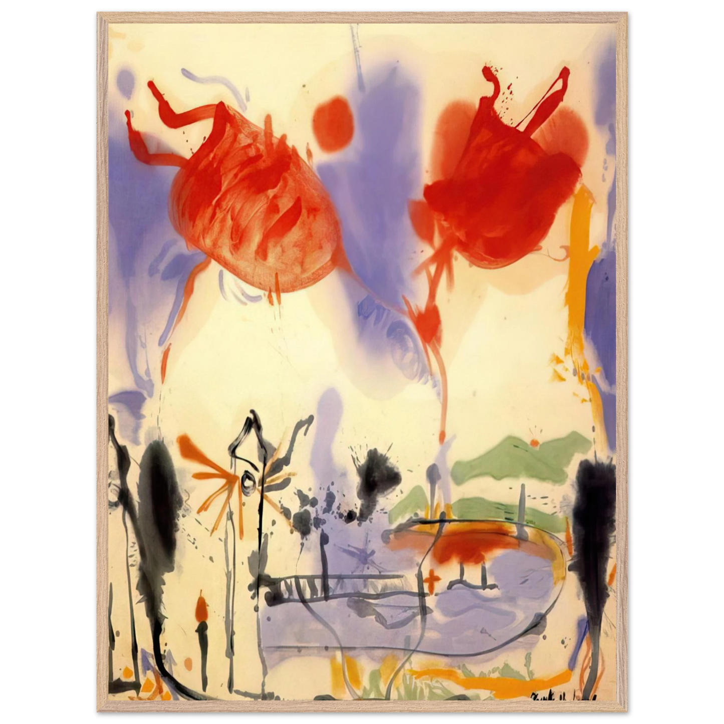 Helen Frankenthaler - Round Trip - 1957 Wall art - 30x40 cm / 12x16 inches - Premium Wooden Framed Poster With Fine Art Paper - Wood frame