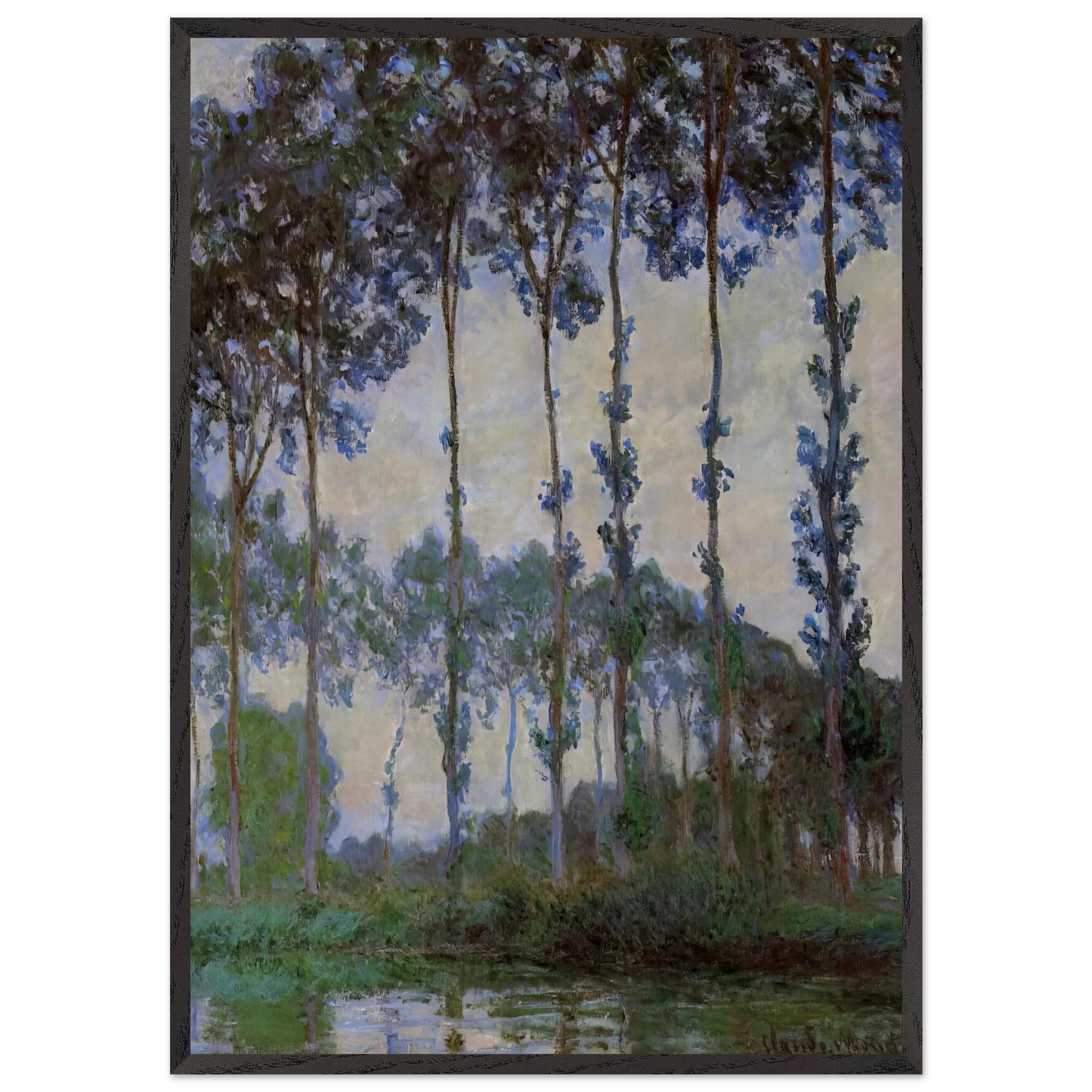 Poplars on the Banks of the River Epte Overcast Weather - claude monet Framed Art Print – Black Wooden Frame - Default Title - -Framed Art Print