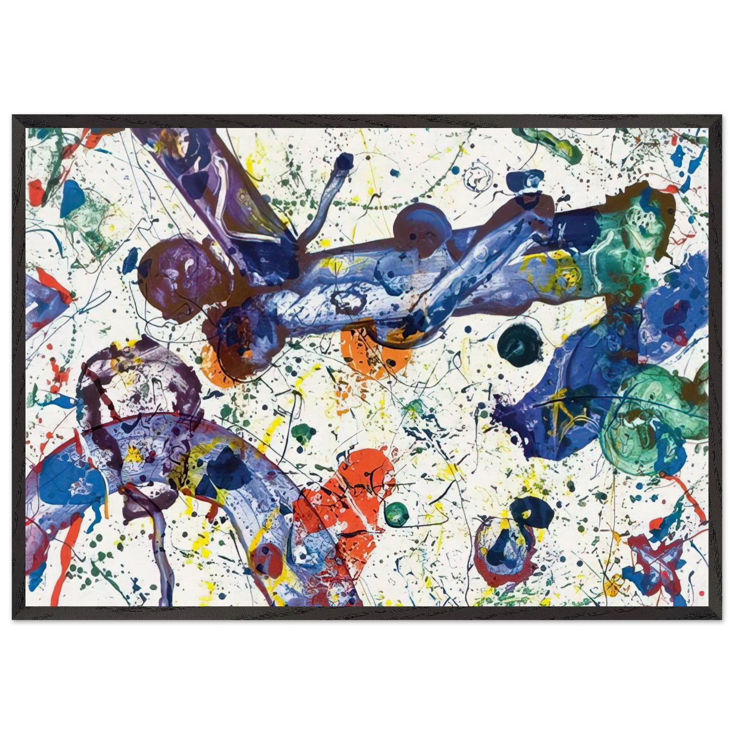 King Corpse SFS-288 - Sam Francis 70x100 cm / 28x40 inches Framed Art Print – Black Wooden Frame