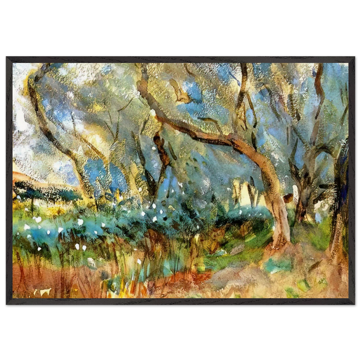 LANDSCAPE N12 - John Singer Sargent 70x100 cm / 28x40 inches Framed Art Print – Black Wooden Frame