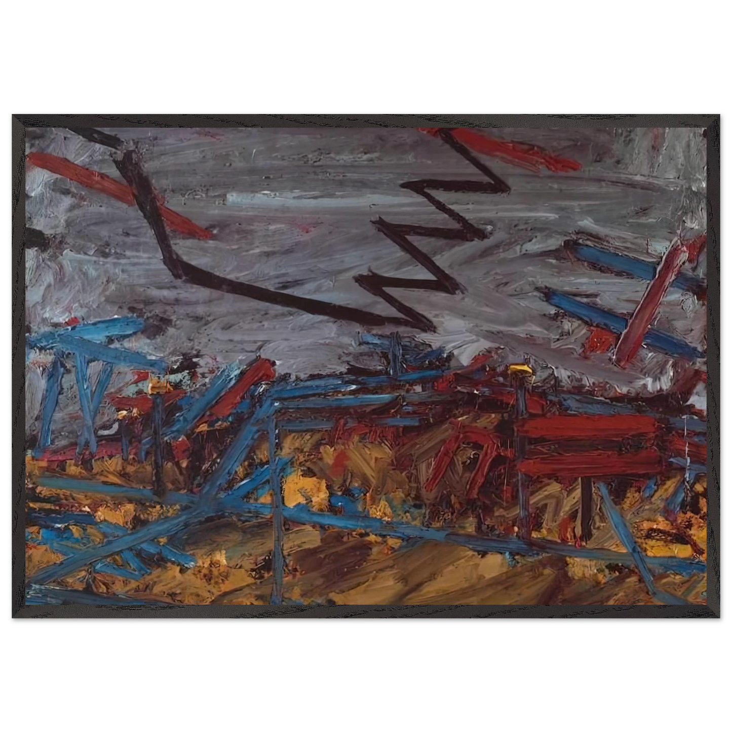 PRIMROSE HILL 1968 - Frank Auerbach Framed Art Print – Black Wooden Frame - Default Title - -Framed Art Print