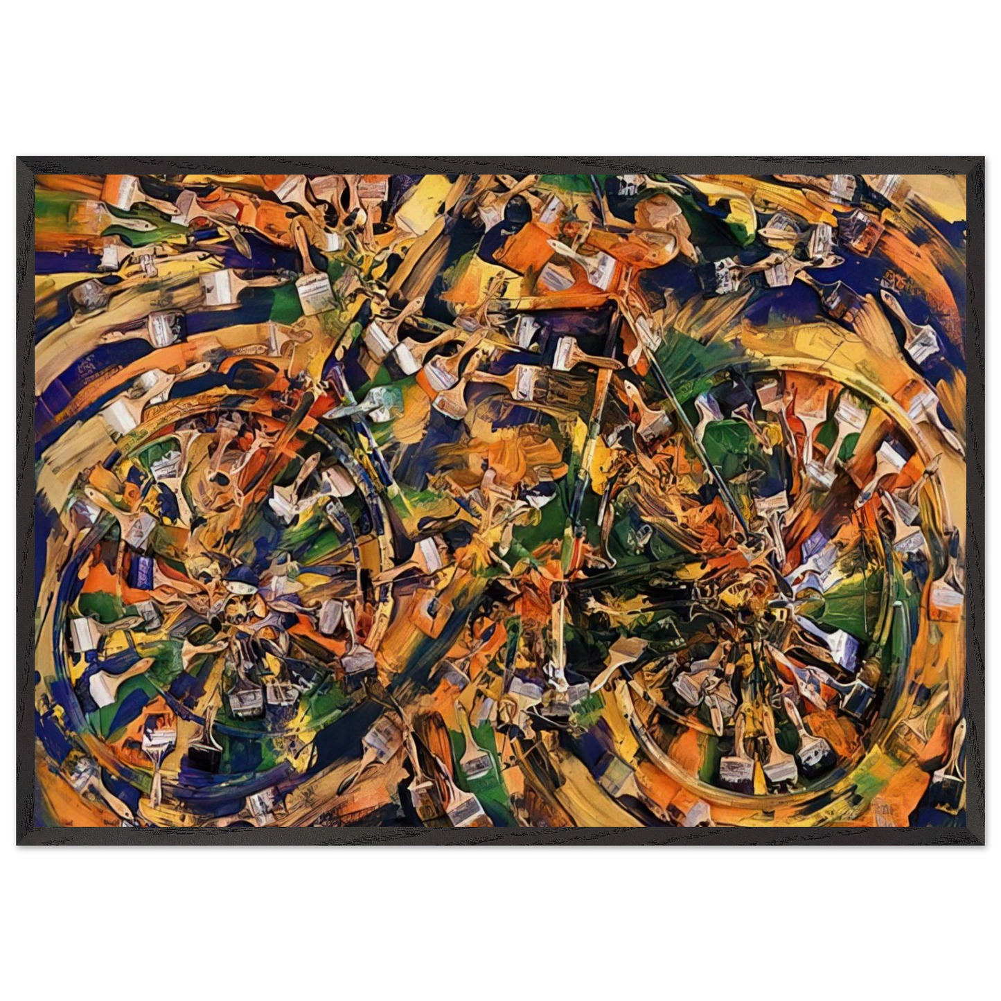 Wheels of Fortune - 1995 - Arman Framed Art Print – Black Wooden Frame - Default Title - -Framed Art Print