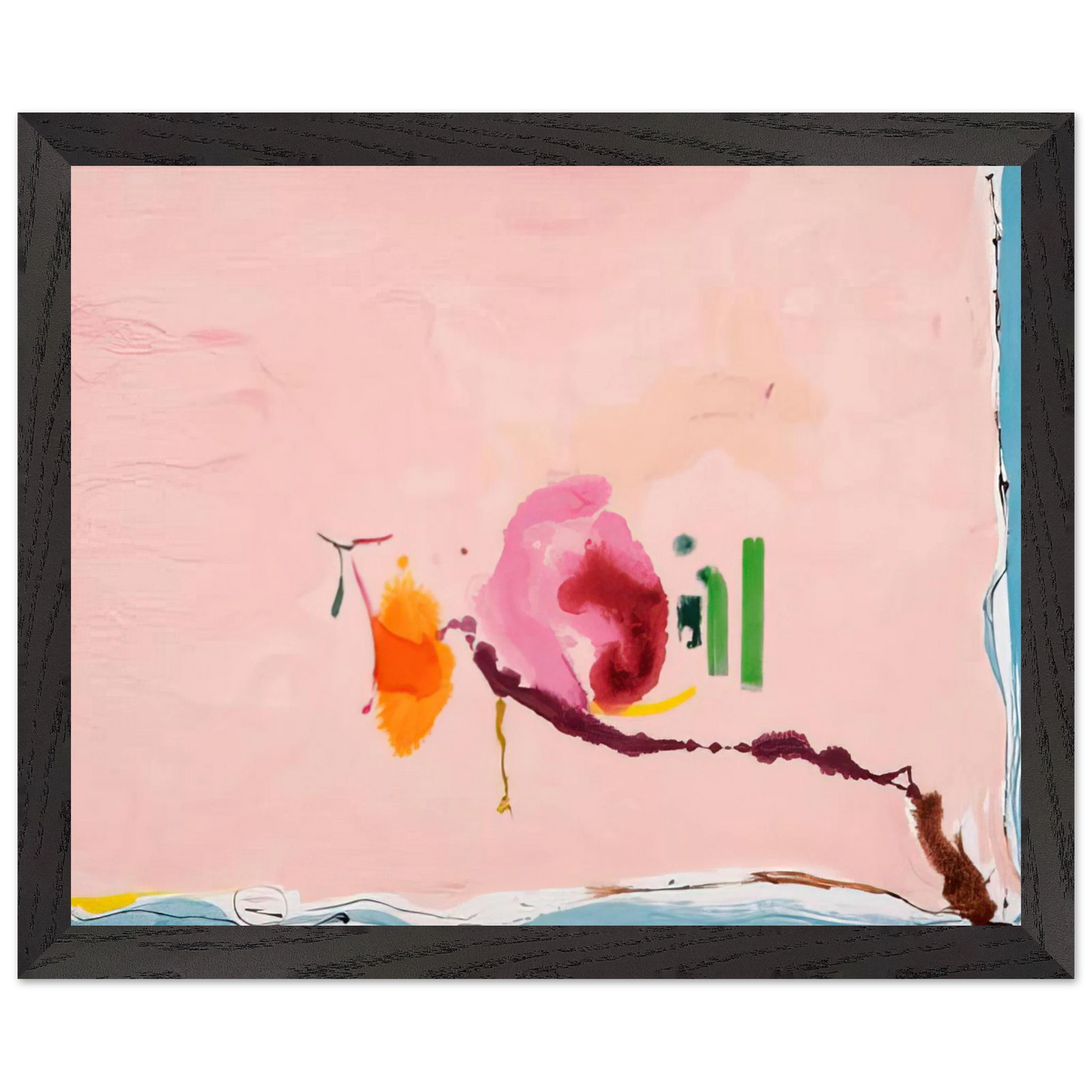 Helen Frankenthaler - Flirt - 1995 Wall art - 13x18 cm / 5x7 inches - Premium Wooden Framed Poster With Fine Art Paper - White frame