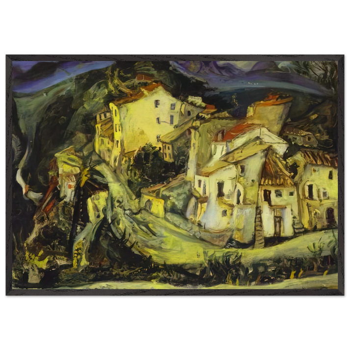 HOUSES OF CAGNES - Chaim Soutine 70x100 cm / 28x40 inches Framed Art Print – Black Wooden Frame