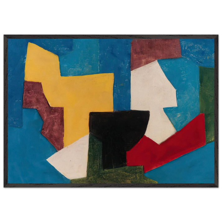 Composition multicolore a dominante bleue - 1969 - Serge Poliakoff 70x100 cm / 28x40 inches Framed Art Print – Black Wooden Frame