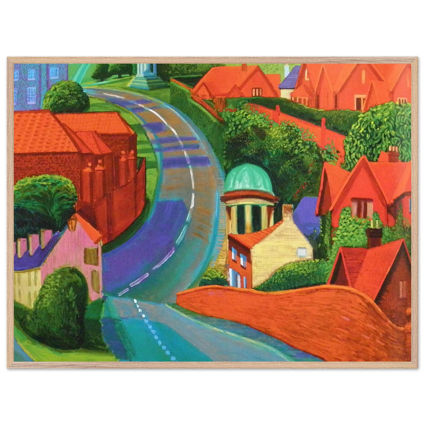 David Hockney - The Road to York Through Sledmere - 60x90 cm / 24x36 inches - Premium Wooden Framed Poster With Fine Art Paper-canvas - Wood frame