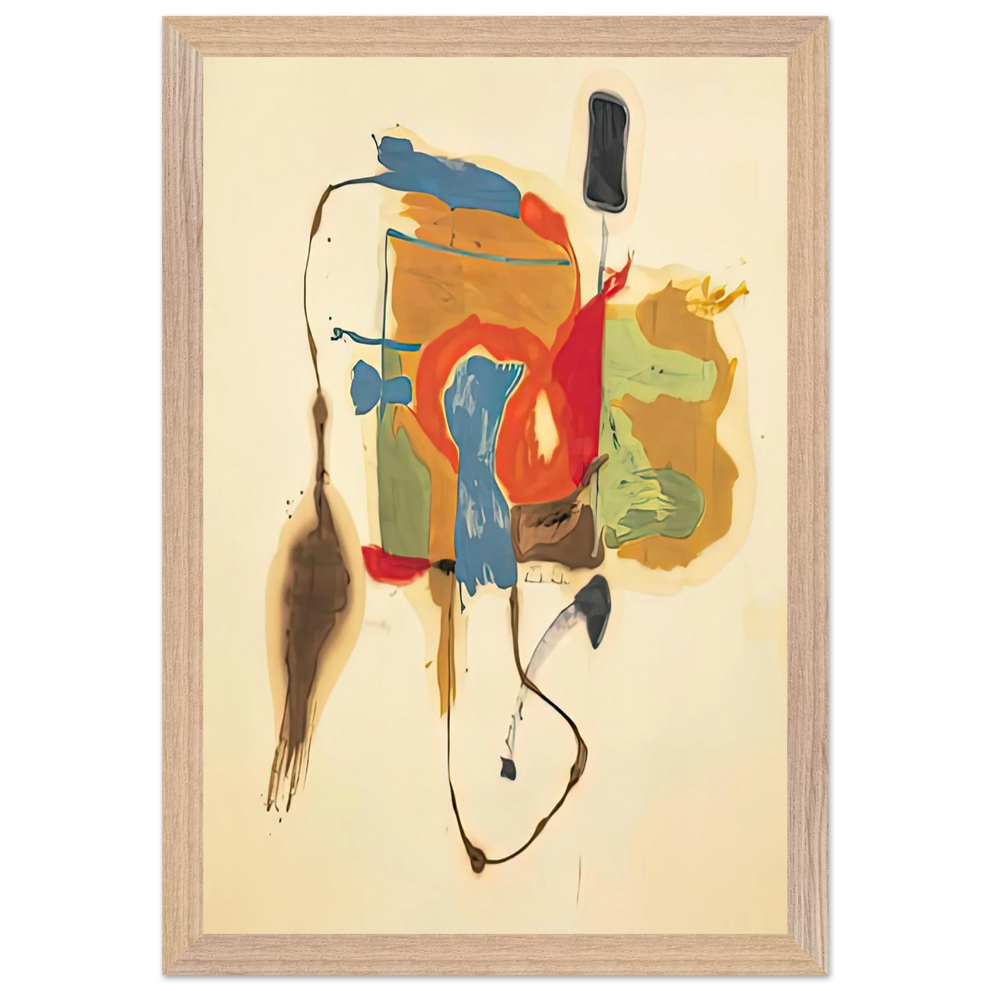 Helen Frankenthaler - Blue Form in a Scene, 1961- Wall Art - 21x29.7 cm / 8x12" - Premium Wooden Framed Poster With Fine Art Paper - White frame