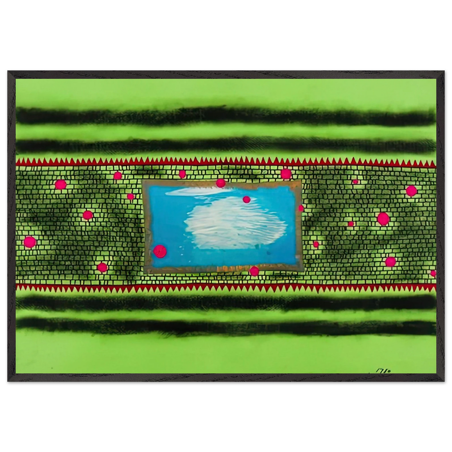 TRAVELING WATER 1980 - Yayoi Kusama 70x100 cm / 28x40 inches Framed Art Print – Black Wooden Frame