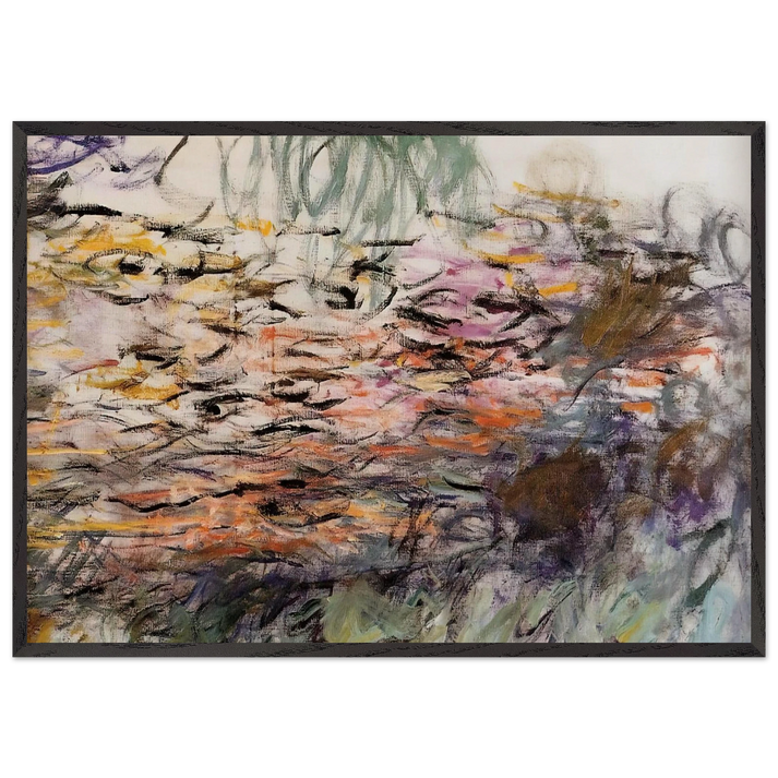 Water Lilies right half - claude monet 70x100 cm / 28x40 inches Framed Art Print – Black Wooden Frame