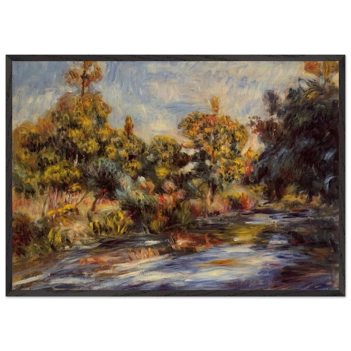Landscape with River - Pierre-Auguste Renoir 70x100 cm / 28x40 inches Framed Art Print – Black Wooden Frame
