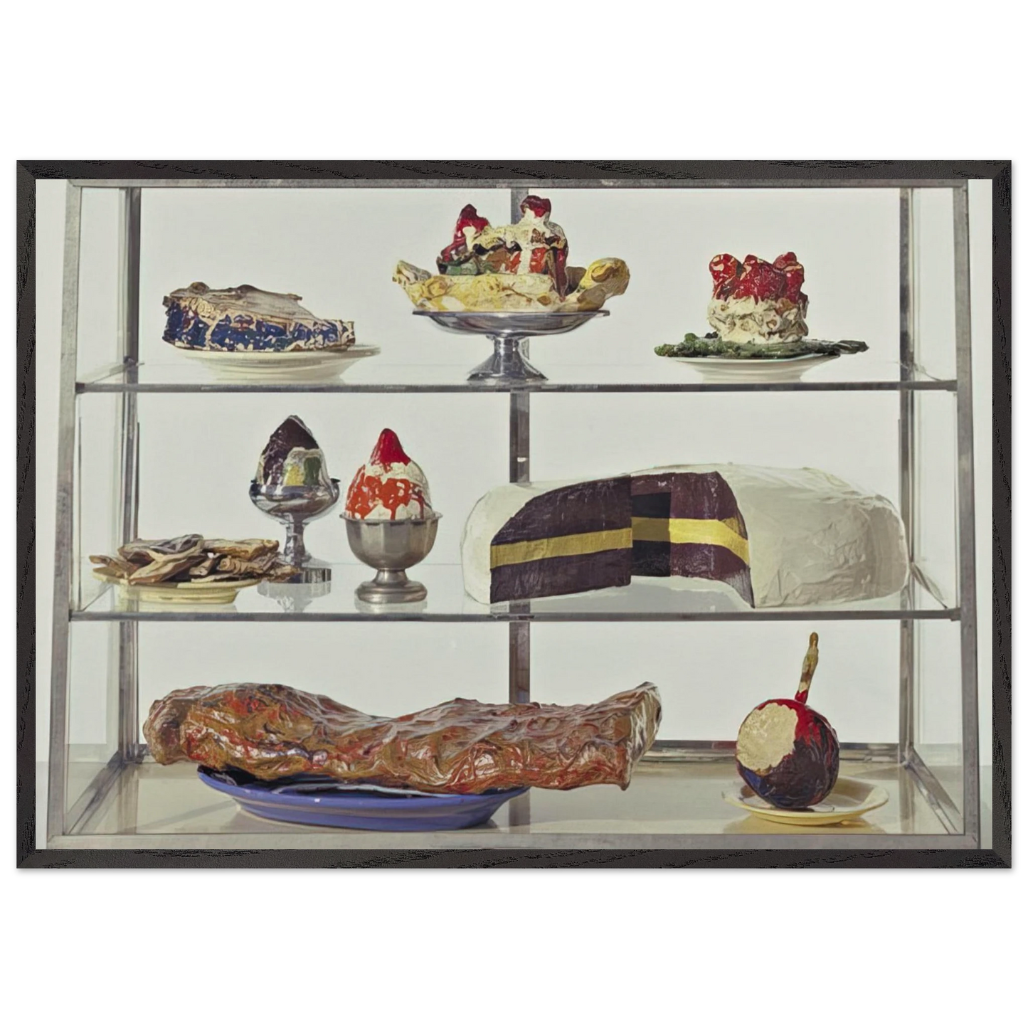 PASTRY CASE I 1962 - Claes Oldenburg Framed Art Print – Black Wooden Frame - Default Title - -Framed Art Print