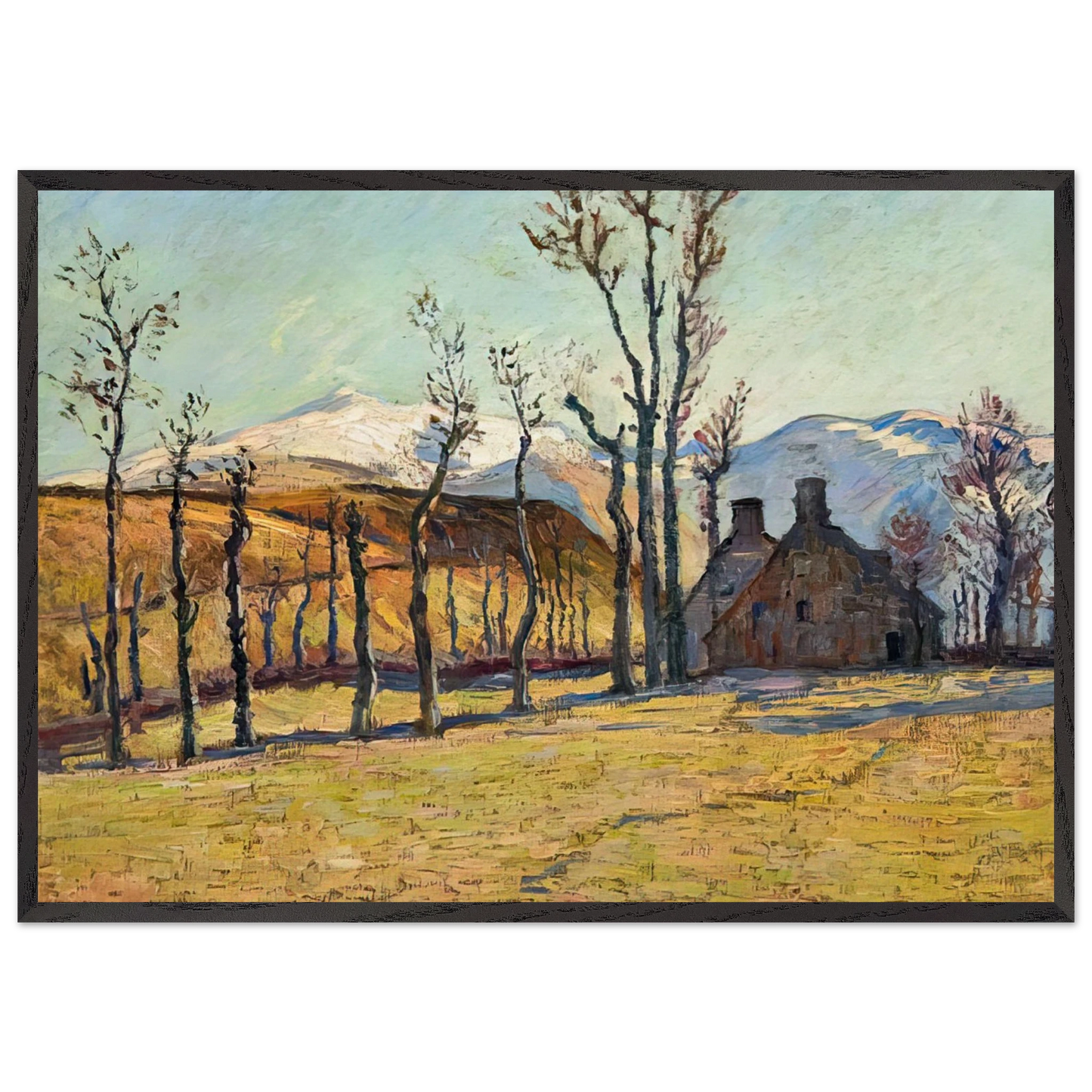 Cottages in a landscape - Armand Guillaumin Framed Art Print – Black Wooden Frame - Default Title - -Framed Art Print