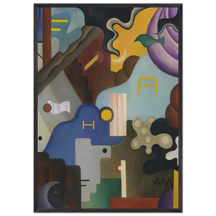 Composizione futurista - Abstract Art Dada - Julius Evola 70x100 cm / 28x40 inches Framed Art Print – Black Wooden Frame
