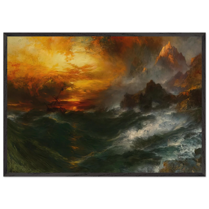 A Mountain of Loadstone Arabian Nights - Thomas Moran 70x100 cm / 28x40 inches Framed Art Print – Black Wooden Frame