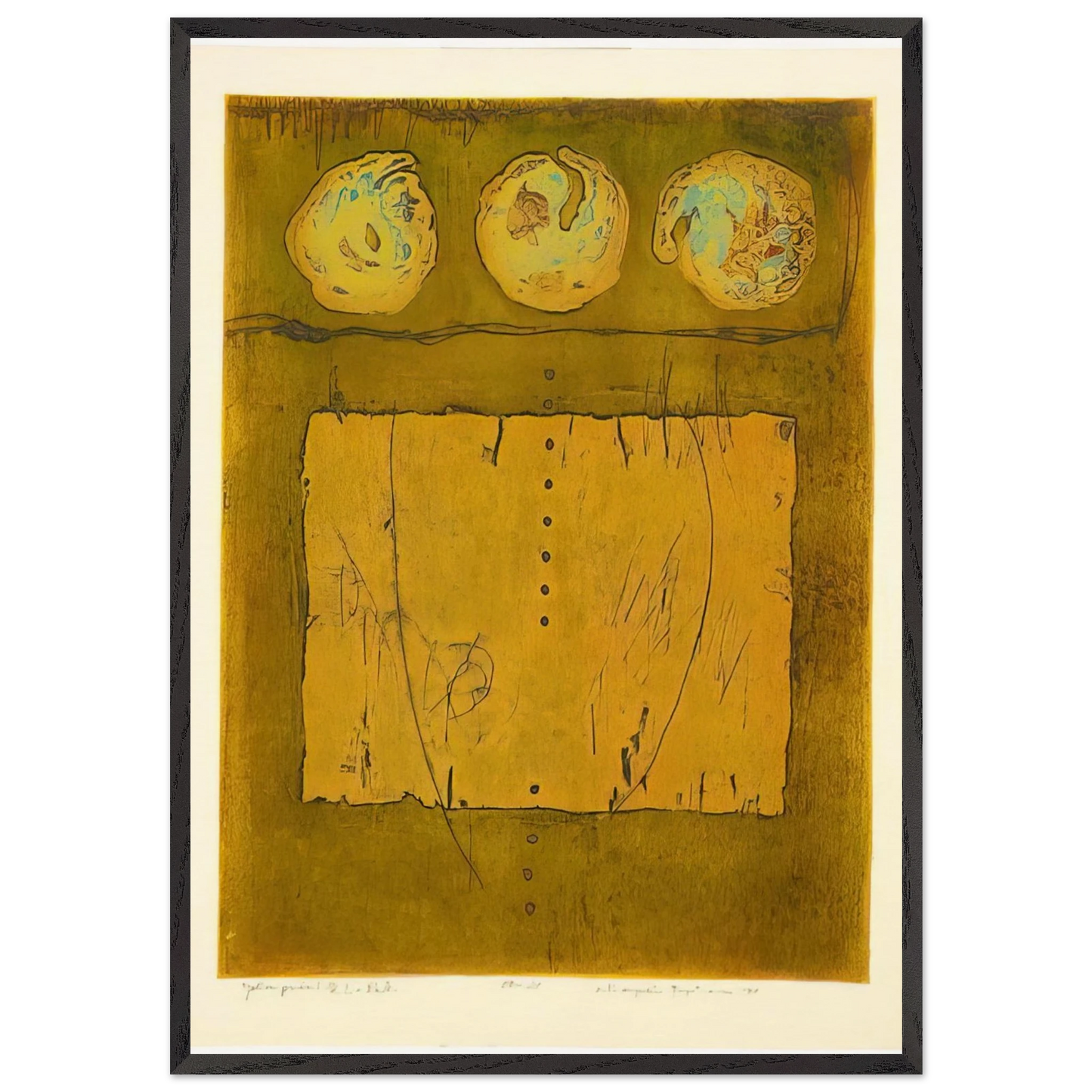 Yellow Print - 1970 - Hiroyuki Tajima 70x100 cm / 28x40 inches Framed Art Print – Black Wooden Frame