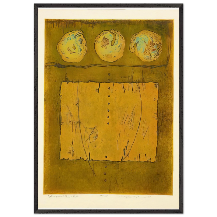 Yellow Print - 1970 - Hiroyuki Tajima 70x100 cm / 28x40 inches Framed Art Print – Black Wooden Frame