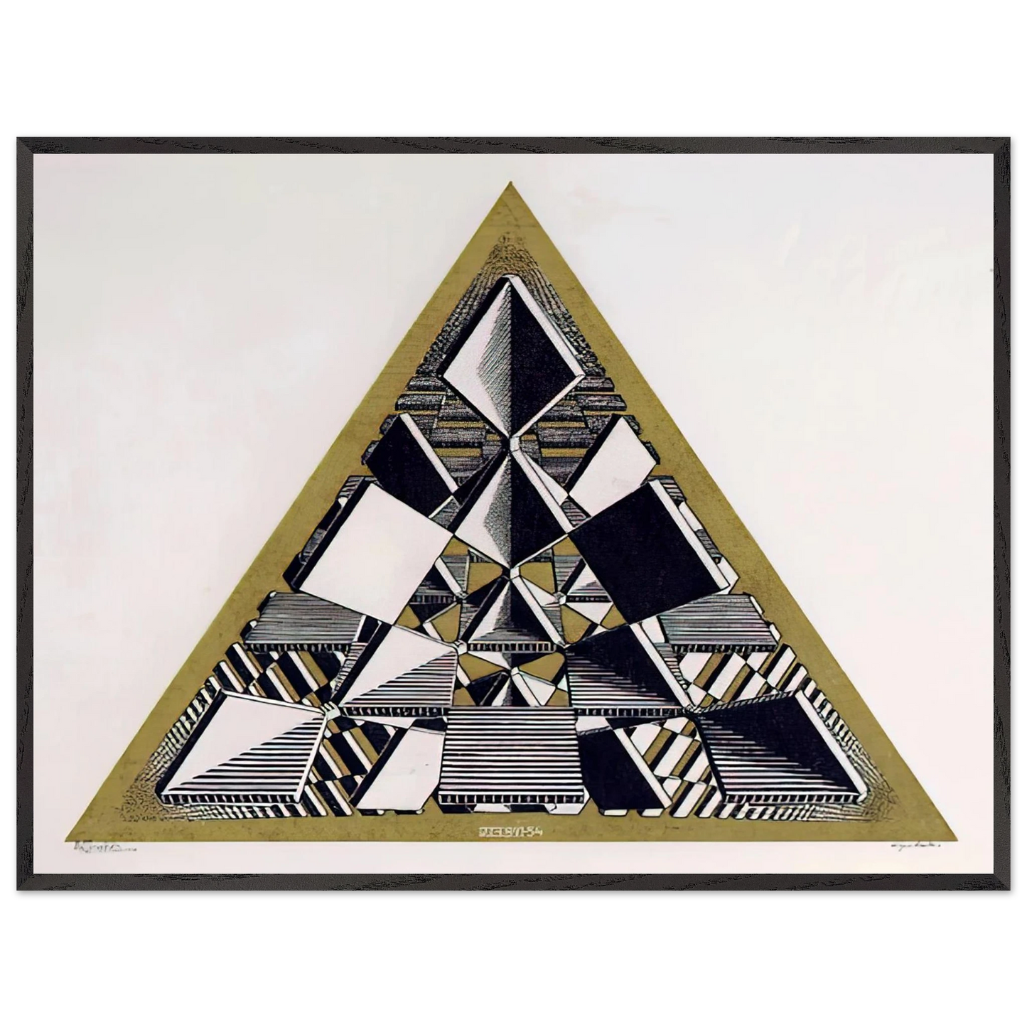 MC Escher - THREE INTERSECTING PLANES COLOUR Wall Art - 60x80 cm / 24x32 inches - Premium Wooden Framed Poster With Fine Art Paper - Black frame