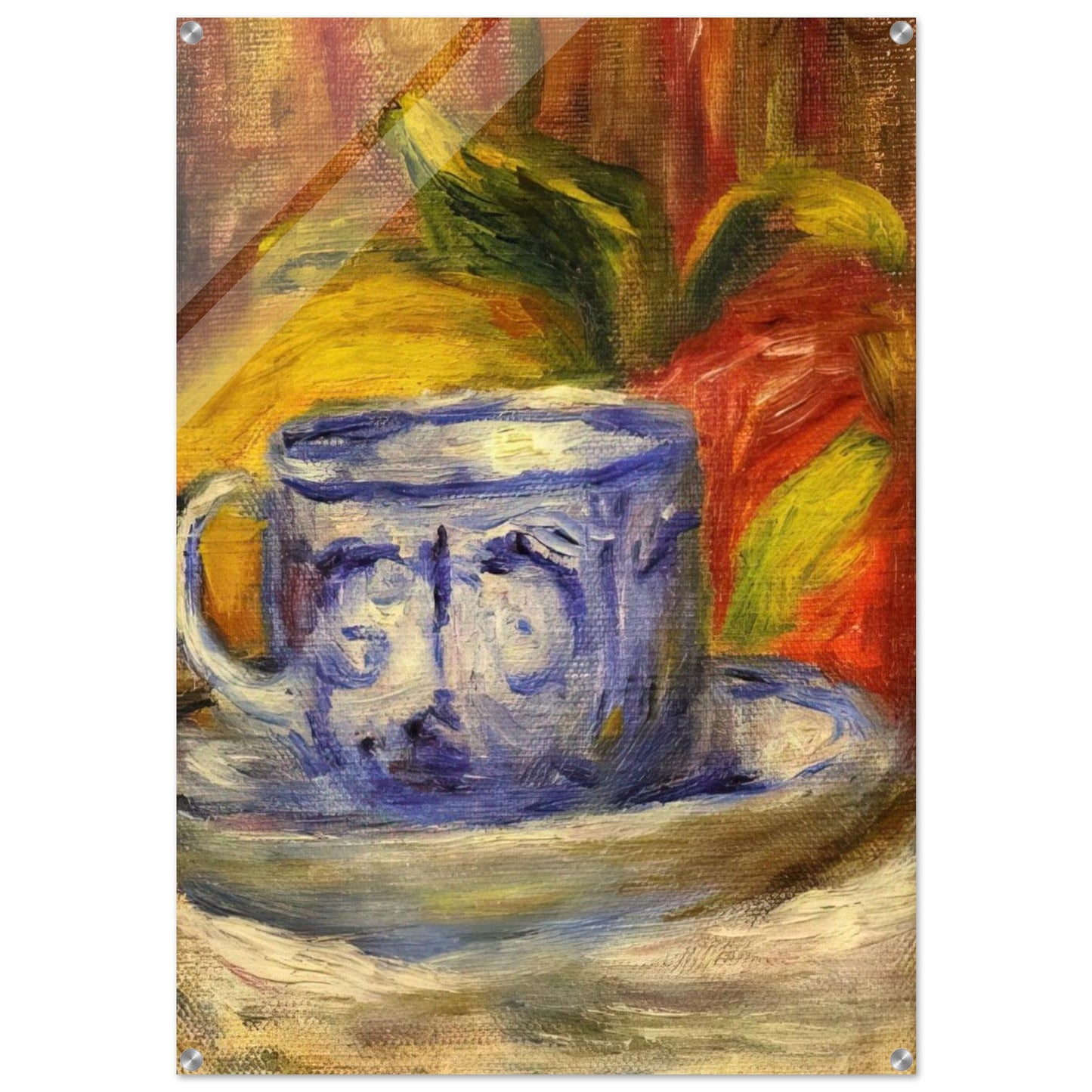 Cup and Fruit - Pierre-Auguste Renoir Acrylic Print - 70x100 cm / 28x40″ inches