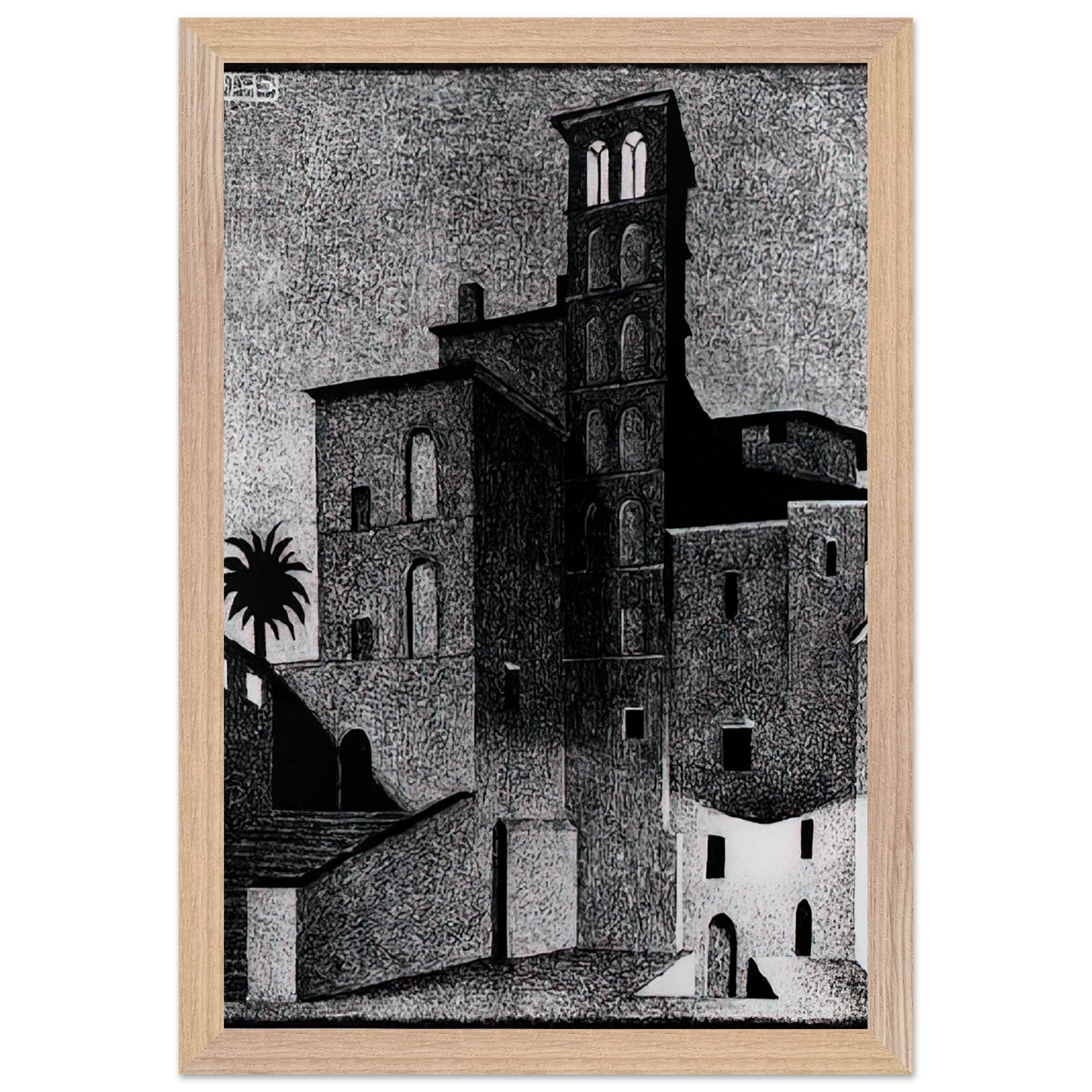 MC Escher - SS GIOVANNI ET PAOLO ROME MAY 1936 1936 Wall Art - 60x80 cm / 24x32 inches - Premium Wooden Framed Poster With Fine Art Paper - Black frame