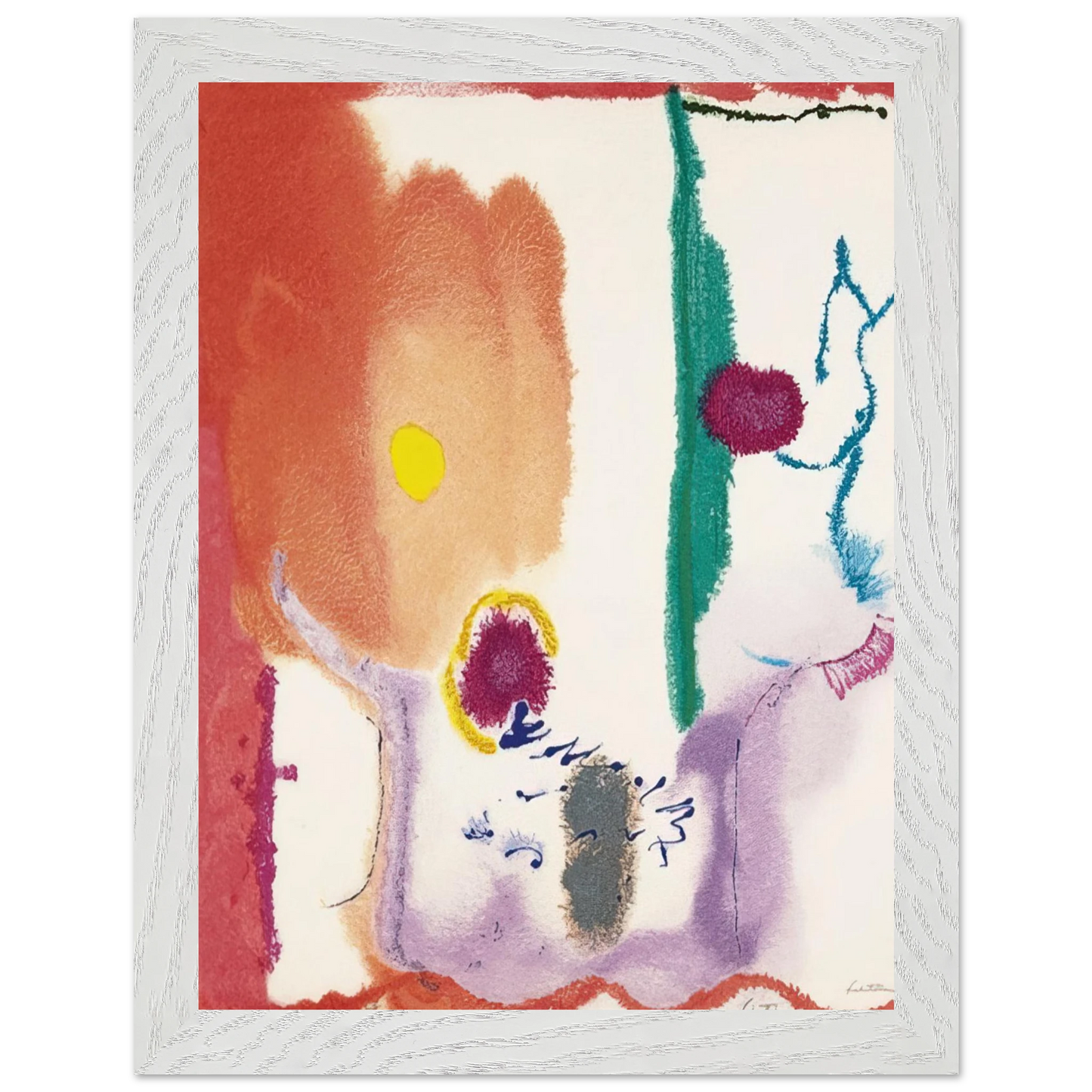 Helen Frankenthaler - Beginnings - 2002 Wall art - 27x35 cm / 11x14 inches - Premium Wooden Framed Poster With Fine Art Paper - White frame