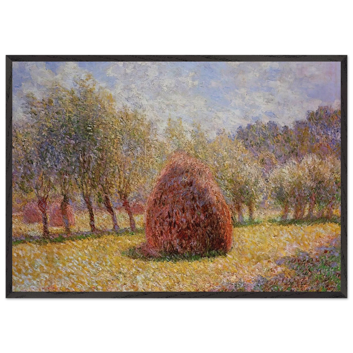 Haystacks at Giverny - claude monet 70x100 cm / 28x40 inches Framed Art Print – Black Wooden Frame