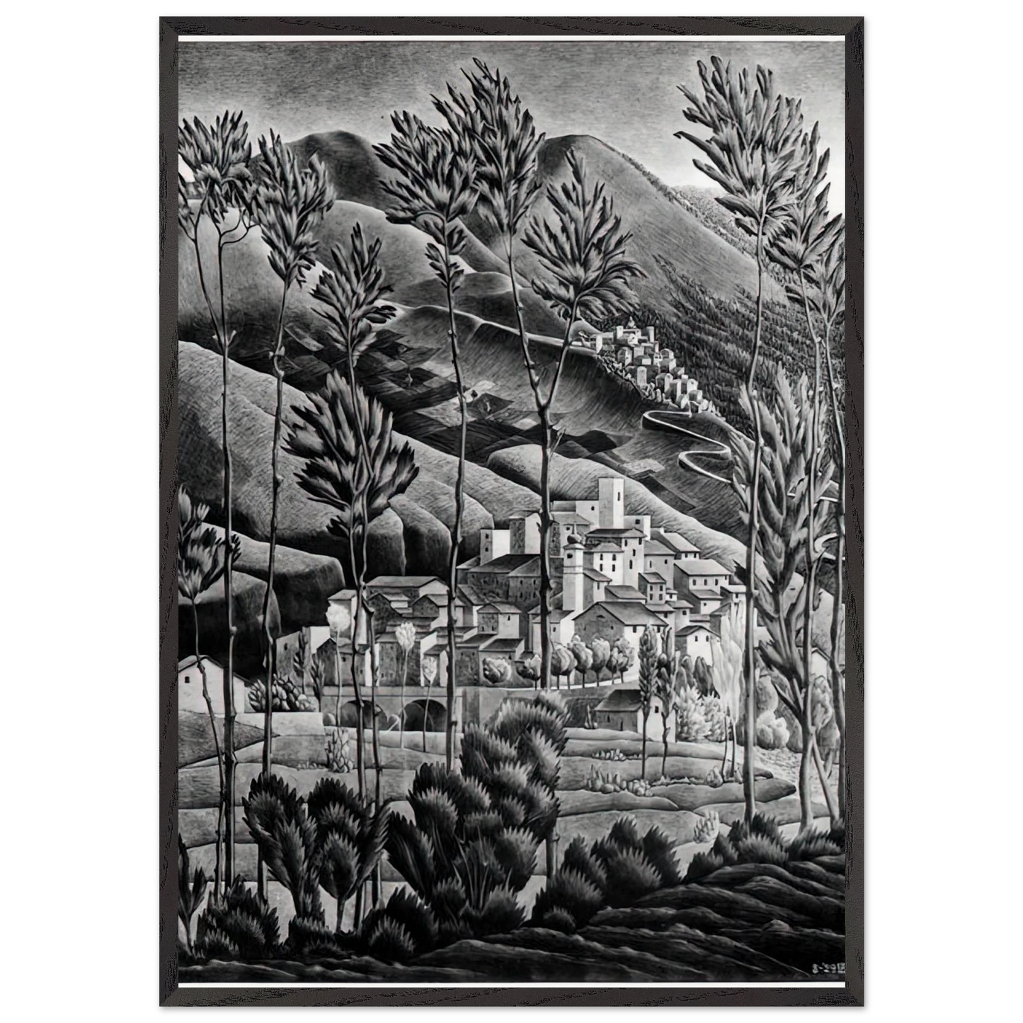 ALFEDENA ABRUZZI - MC Escher Framed Art Print – Black Wooden Frame - Default Title - -Framed Art Print