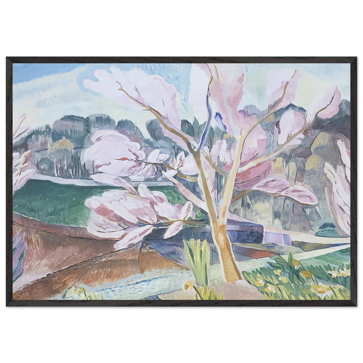 Landscape with flowering peach - 1932 - Grace Cossington Smith 70x100 cm / 28x40 inches Framed Art Print – Black Wooden Frame