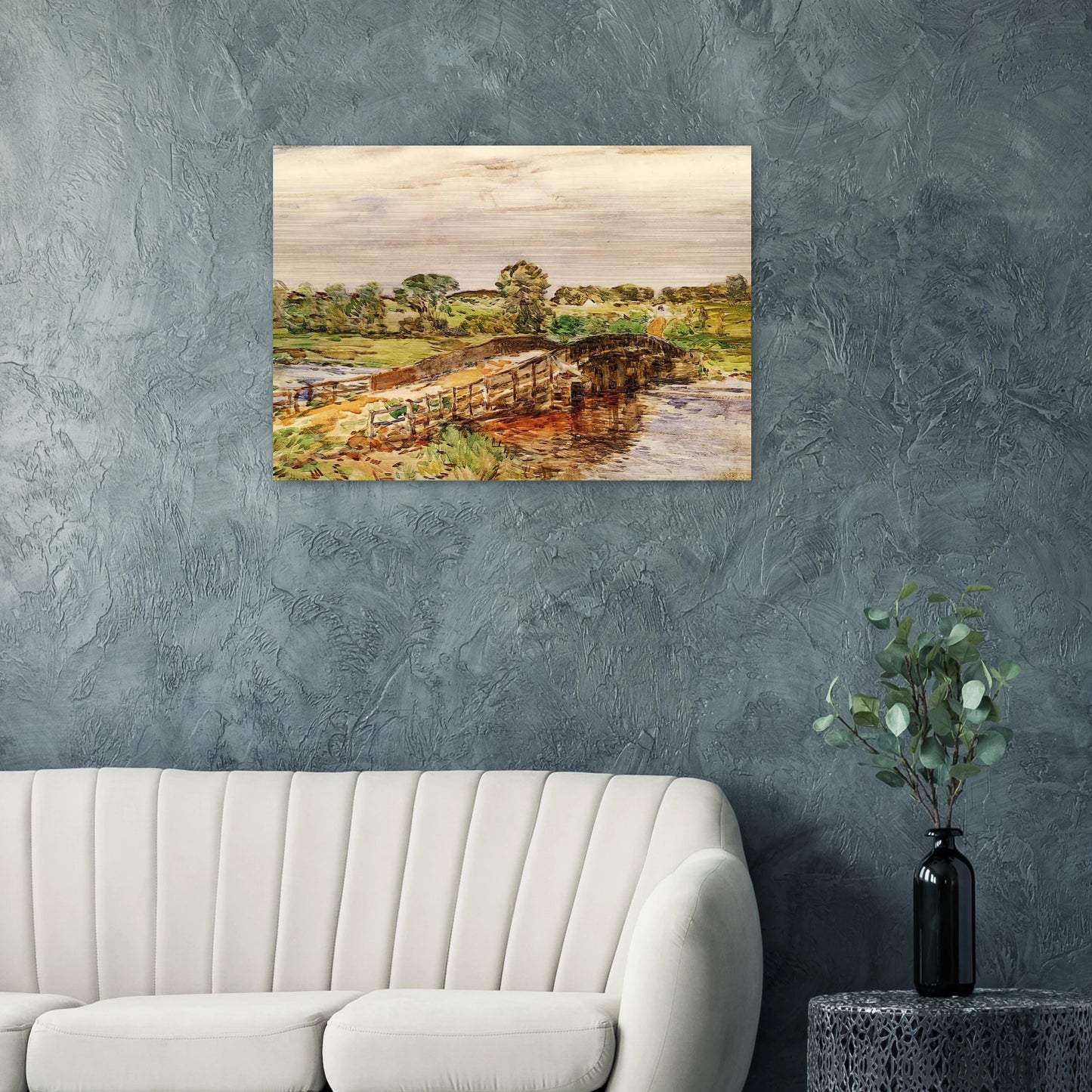 Bridge at Old Lyme 02 - Childe Hassam Brushed Aluminum Print - 70x100 cm / 28x40 inches | Childe Hassam Aluminum Print | Childe Hassam Prints