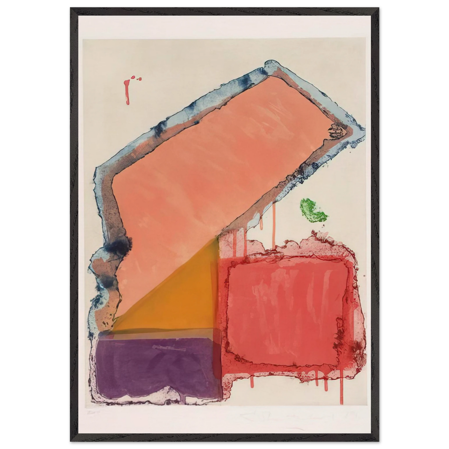 Anking - 1979 - John Hoyland 70x100 cm / 28x40 inches Framed Art Print – Black Wooden Frame