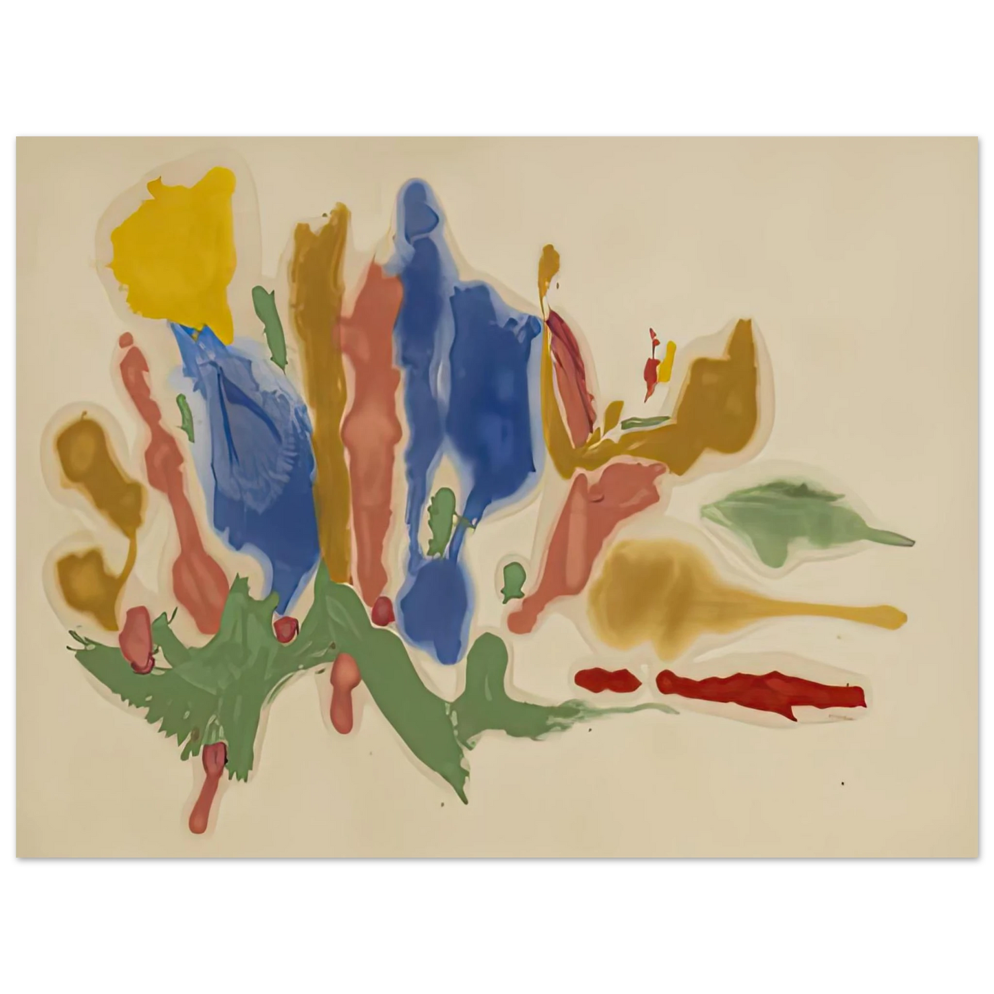 Helen Frankenthaler - Cool Summer, 1962- Wall Art - 60x80 cm / 24x32 inches - Premium Wooden Framed Poster With Fine Art Paper-canvas - Wood frame