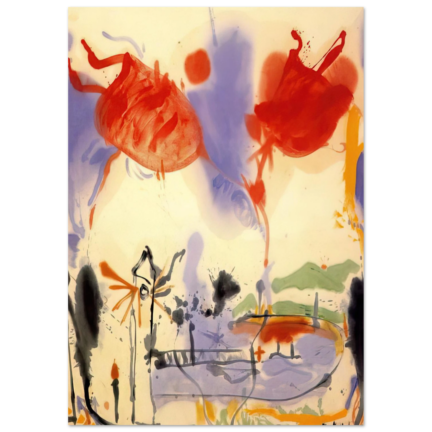 Helen Frankenthaler - Round Trip - 1957 Wall art - A3 (29.7 x 42 cm) - Premium Wooden Framed Poster With Fine Art Paper-canvas - Wood frame