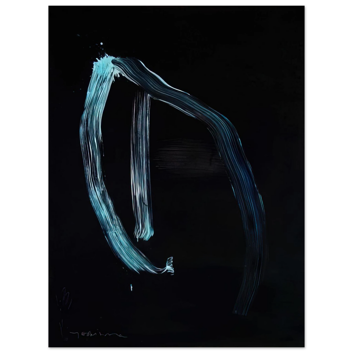 Jiro Yoshihara - Blue Calligraphic Lines on Dark Blue - 1963 Fine Art Poster - Default Title