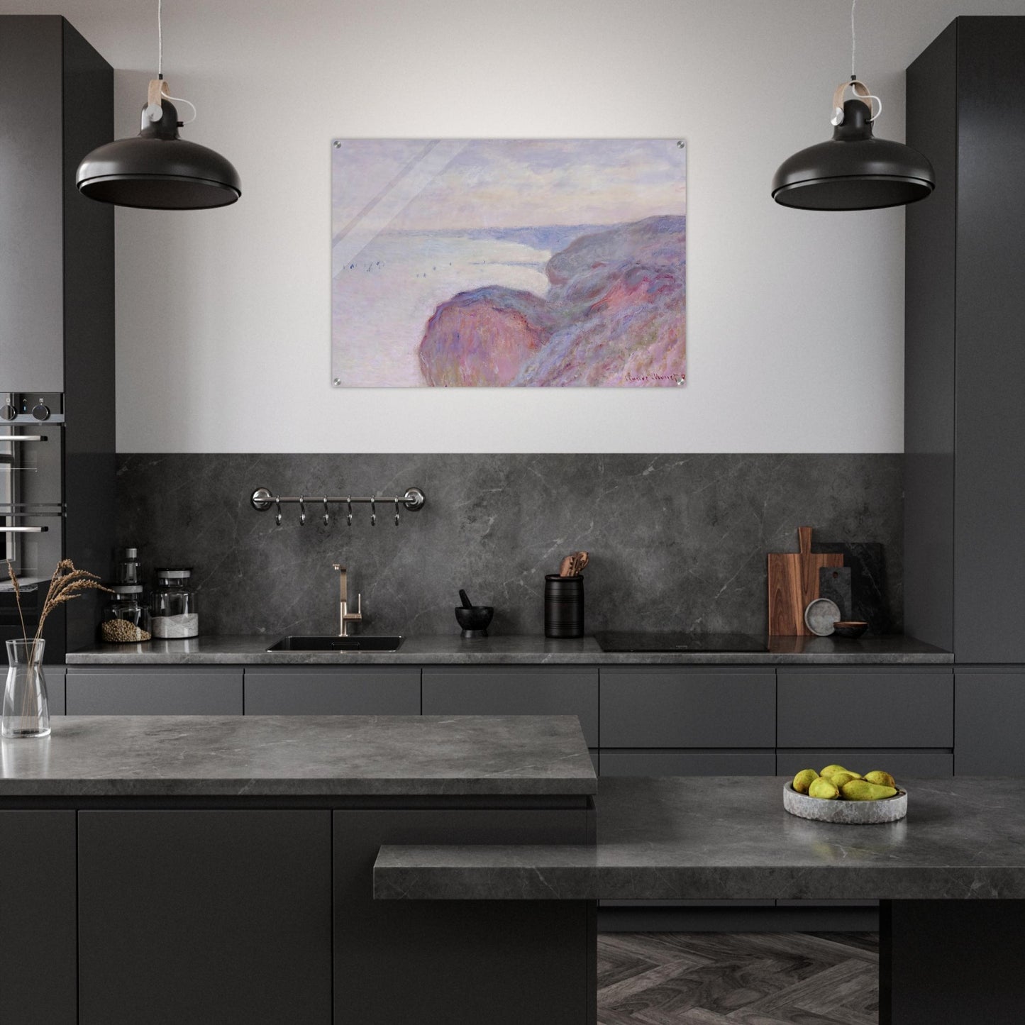 Cliff near Dieppe, Overcast Skies - claude monet Acrylic Print - 70x100 cm / 28x40″ inches